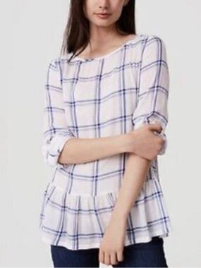 Loft Plaid Peplum Blouse